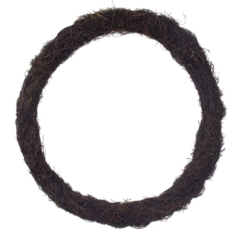 Vickerman 18"W Circular Twig Wreath. Made of natural twigs with a hint of artificial moss. .