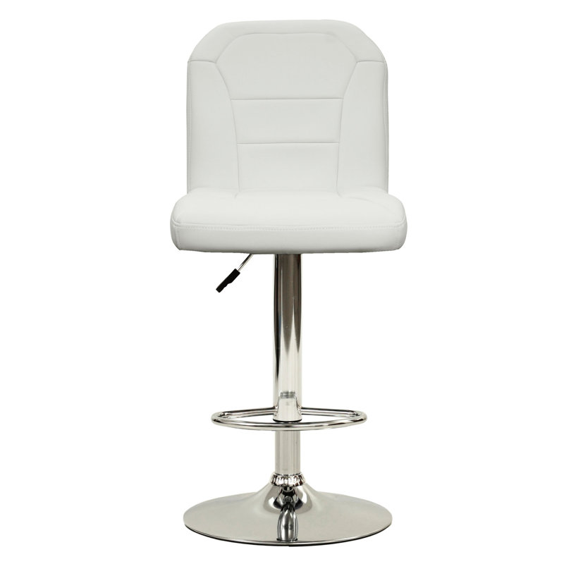 Tabouret de bar blanc en similicuir avec base en métal chromé et tabouret de bar Lift Chic