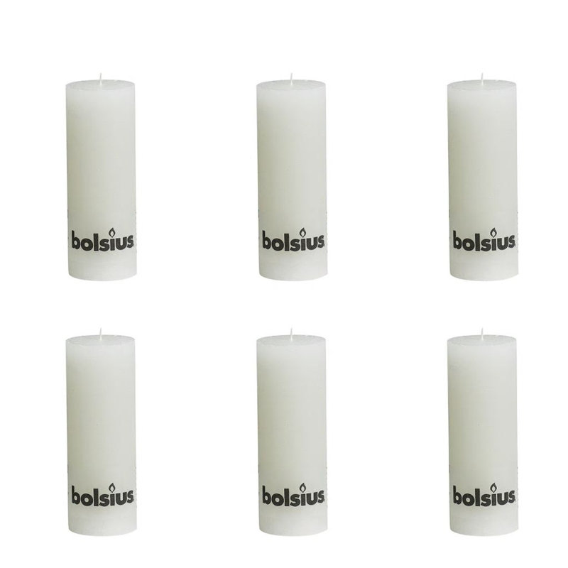 Bolsius Rustic Pillar Candle, 19cm H x 6.8cm diameter, White