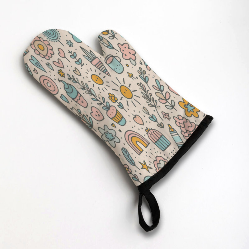 Light Sketch Patterns Oven Mitt Cotton Twill