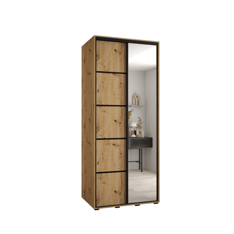 Shamaiah 2 Door Manufactured Wood Wardrobe, Oak Artisan