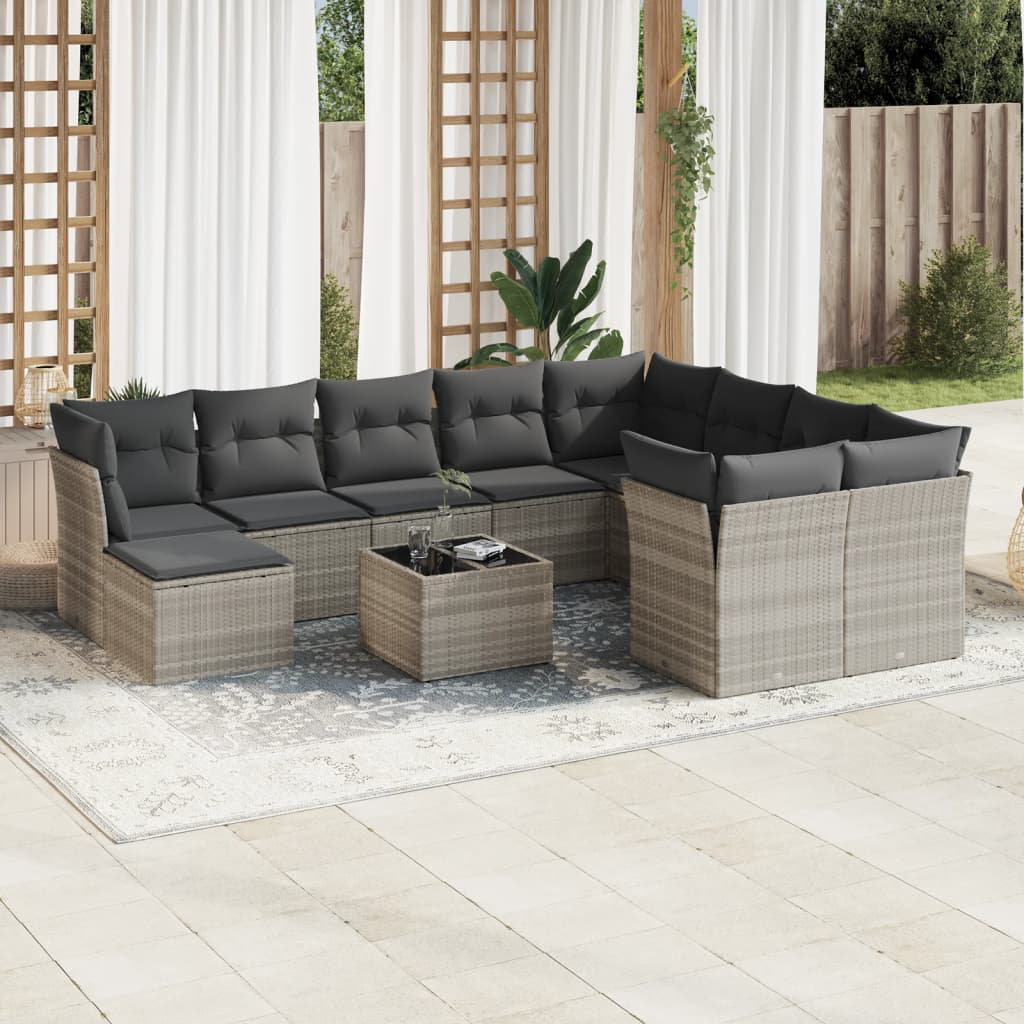 10-Sitzer Lounge-Set Brizeyda aus Polyrattan mit Polster