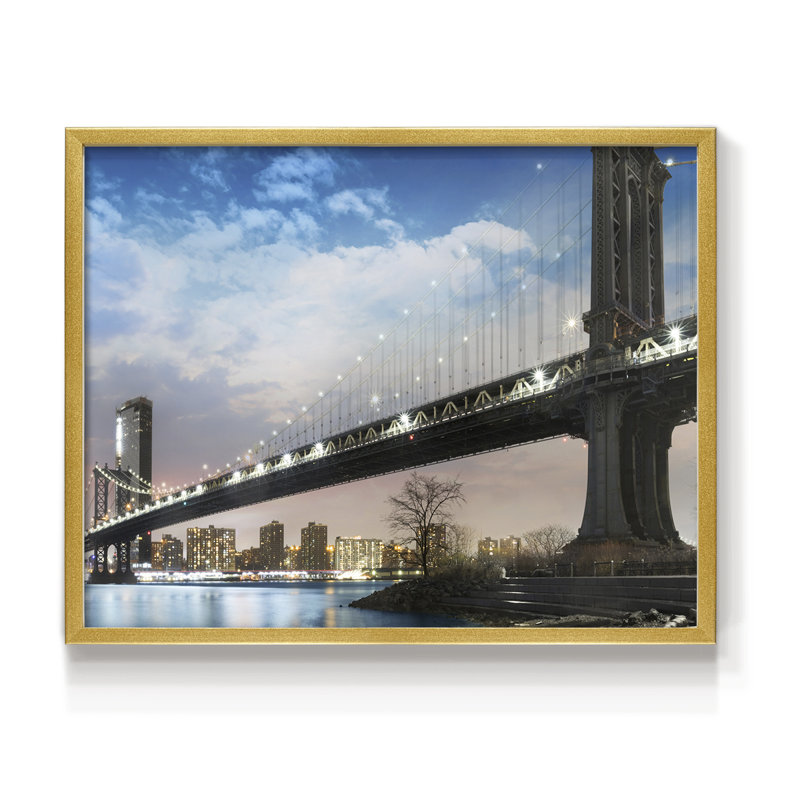 NY Night -Framed Print - Restickable, 8" H x 10" W