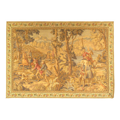 Felicio One-of-a-Kind Rectangle 4'9" X 6'9" 1970s Flat Weave Area Rug in Gold/Beige