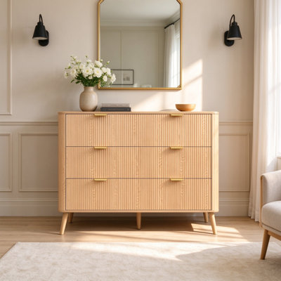 Solid Wood 3 -Drawer Rectangle Accent Chest