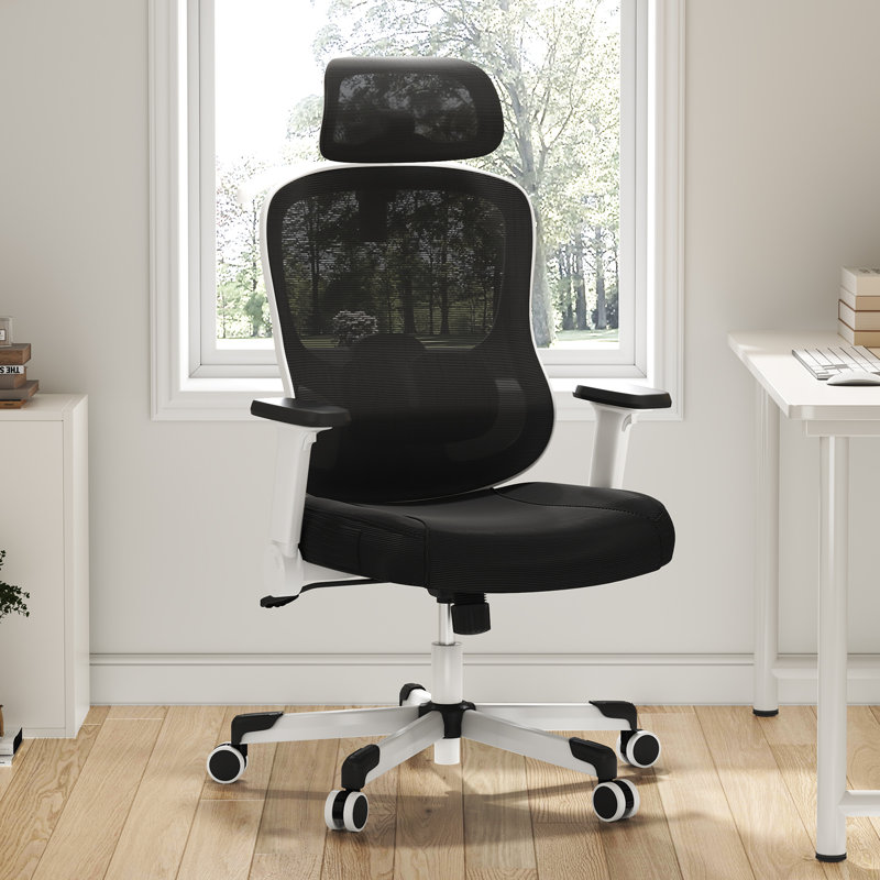 Fauteuil de bureau ergonomique Mawgan, Noir / blanc