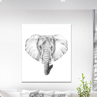 «Elephant in Black and White», reproduction d'art sur toile tendue