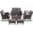 Aluel 7-Pieces Outdoor Wicker Patio Seating Set with Gliding Loveseat and Rectangular Fire Pit Table-106896143