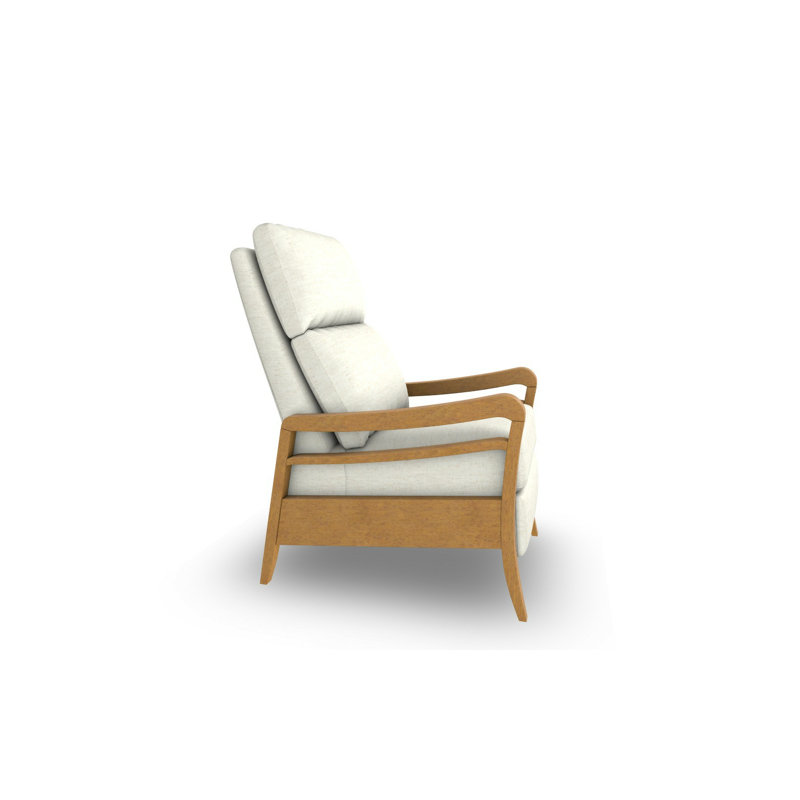 Modern High Leg Recliner, Honey Birch, Snow