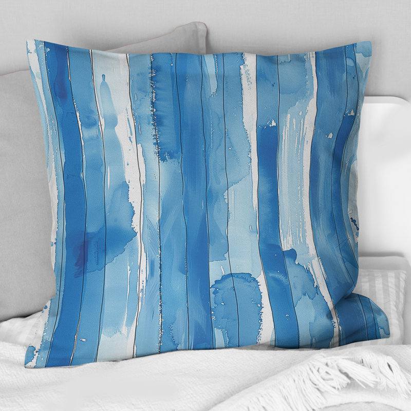 Coussin décoratif à rayures bleu ciel Sky II, H 18 po x l 18 po