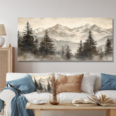 Timber and Peaks Mountain Simplicity in Winter II - montagnes, art mural en métal