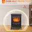 Foyer électrique 21 po, poêle autoportant avec flammes et bûches à DEL réalistes et protection contre la surchauffe, 750 W / 1500 W-1963877727
