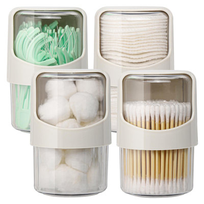 Distributeur de support rotatif Qtip, organisateur de meuble-lavabo avec bidons, décor d'accessoires de salle de bain, paquet de 4 (gris)