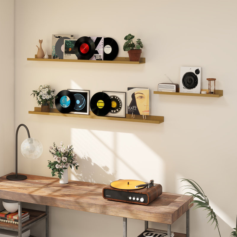 Parece Wall-Mounted Floating Shelves for Bedroom, Living Room, Oak, 2" H x 48" W x 5" D