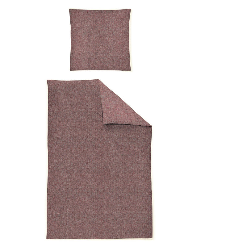 Fleece cotton bed linen set Mink 8835, Mauve, 200 x 200cm - 2 Pillowcases (80 x 80cm)