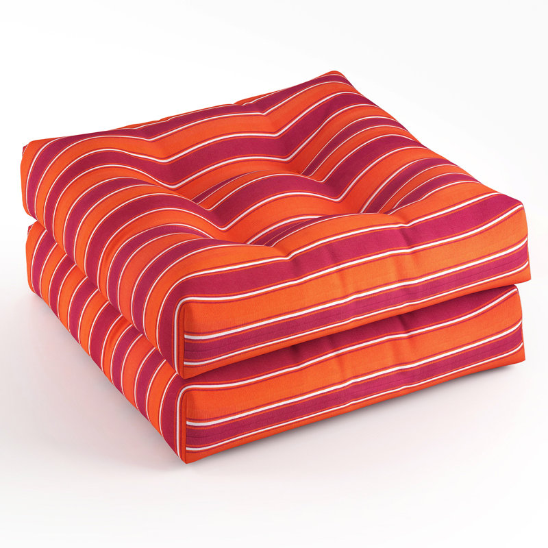 Set of 4 21'' x 21'' Chair Seat Cushion Pads Patio Orange & Red, 4