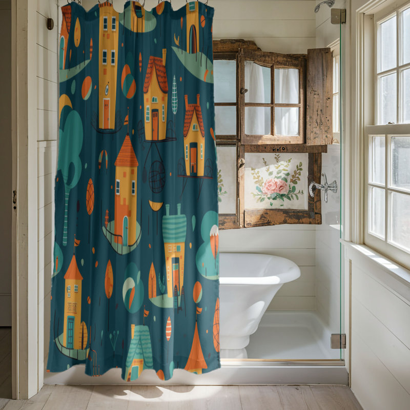 Zippy City - Rideau de douche Premium, H 74 po x l 71 po