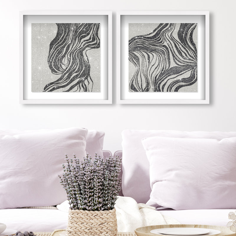 Emotional Set Shadowbox Abstract Print by Oliver Gal, Black Frame, 12 x 12, 17.5"H x 17.5"W, White Shadowbox