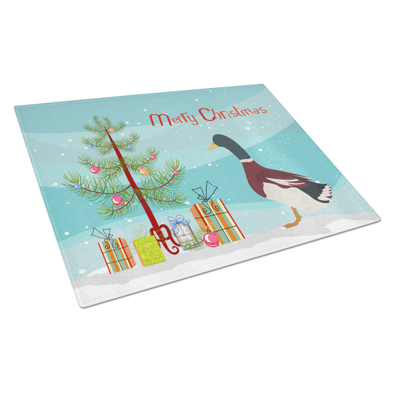 Caroline's Treasures Tempered Glass Rouen Duck Christmas Cutting Board
