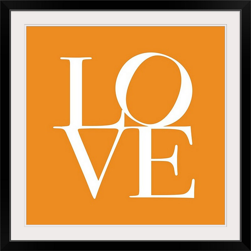 «Love» par Francy, art textuel, H 38 po x l 38 po x P 1 po, Cadre noir, Gris / blanc