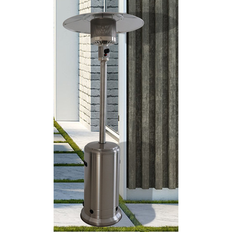 Chauffe-terrasse 46000 en acier inoxydable - gris, mouvement libre avec roues, couleur grise, odeur - chauffage