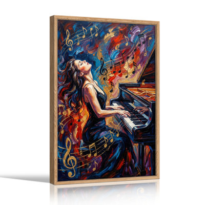 Ensemble de 1 tableau sur toile représentant un piano musical