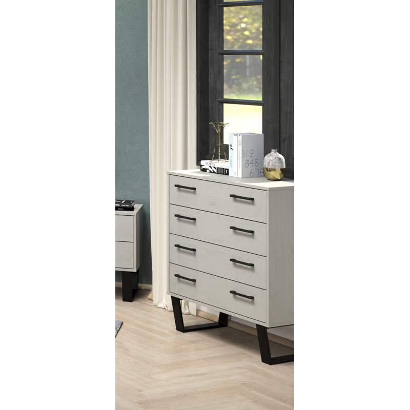 Eva-Lillie 4 Drawer Wide Chest of Drawers, industrial design, Grey