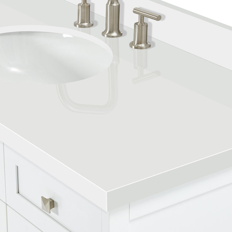 ARIEL Monroe 61 Single Sink Bathroom Vanity with Pure Quartz Top, White