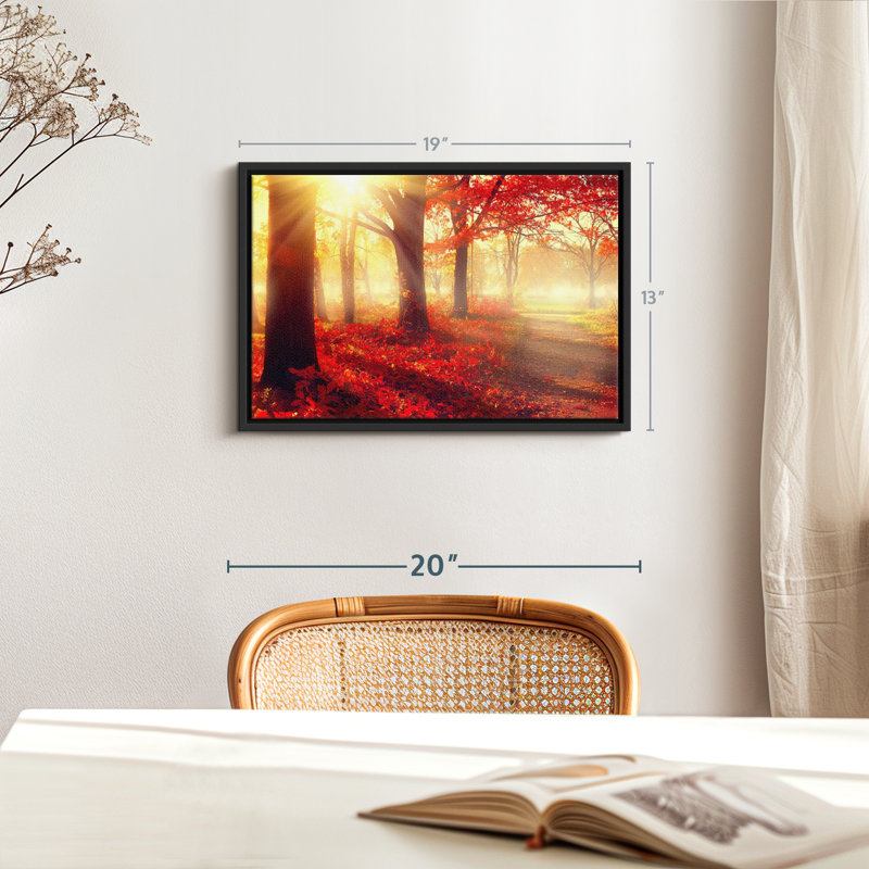 Impression sur toile forêt rouge vif, H 19 po x l 13 po