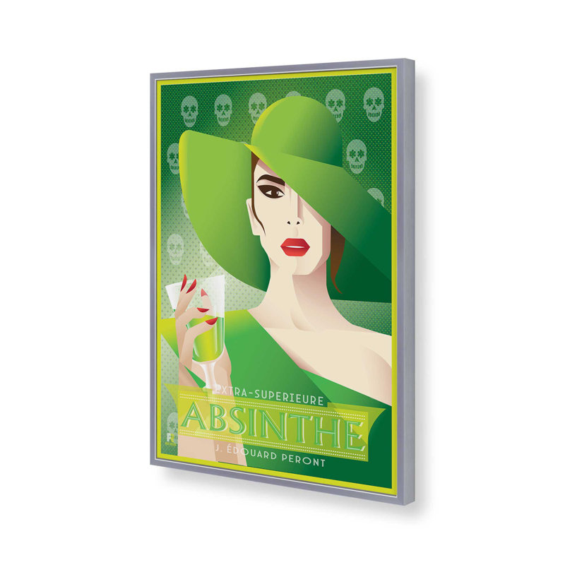 «Absinthe Reverie», reproduction d'art, Impression encadrée sans passe-partout, H 15,25 po x l 12,25 po, Chrome poli