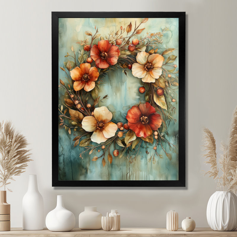 Garner - Floral Canvas Art Print, Noir, H 20 po x l 12 po, Reproduction encadrée sans passe-partout