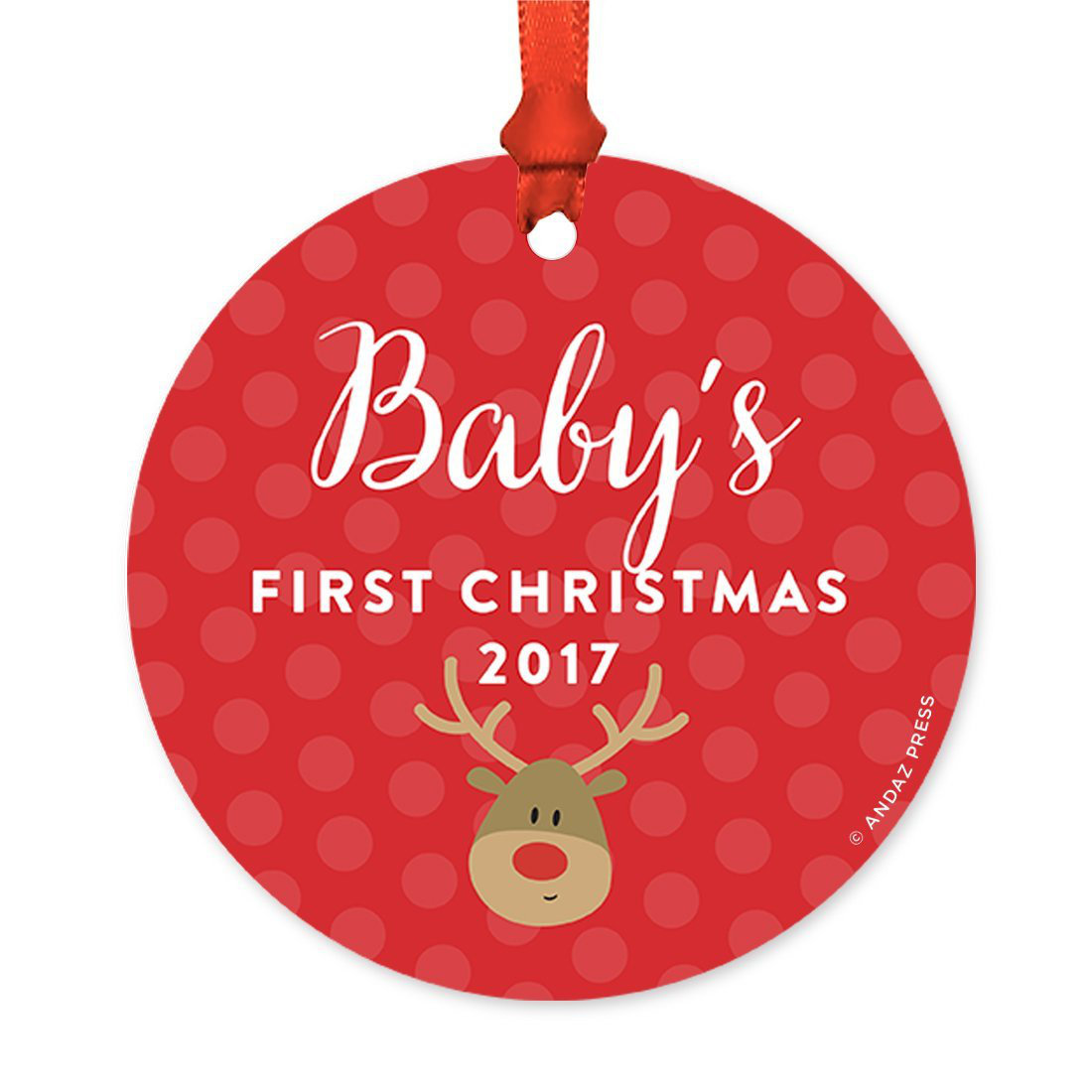 Metal baby's first christmas 2024 ornament