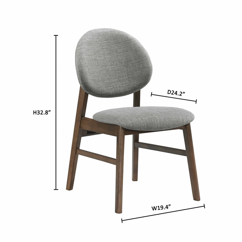 Chaise rembourrée en bois massif, Gris, Noyer