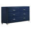 Ensemble de chambre à coucher 3 pièces Harmony Pacific Blue Queen avec lit à oreilles rembourré, commode et table de chevet