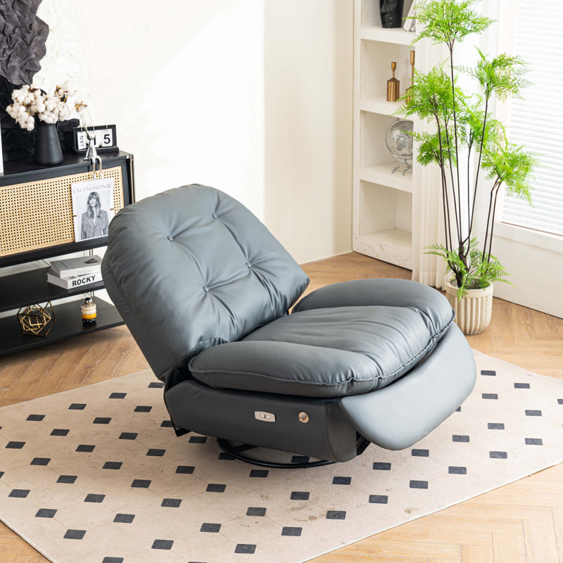 Berryman Upholstered Recliner, Dark Gray Leather
