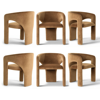 Ensemble de 6 chaises de salle à manger modernes en velours avec accoudoirs rembourrés
