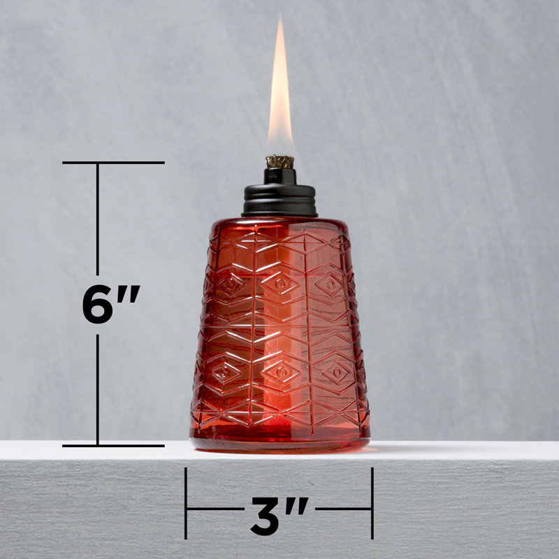 Red, Clear, and Blue Glass Tabletop Torches with Fiberglass Wick