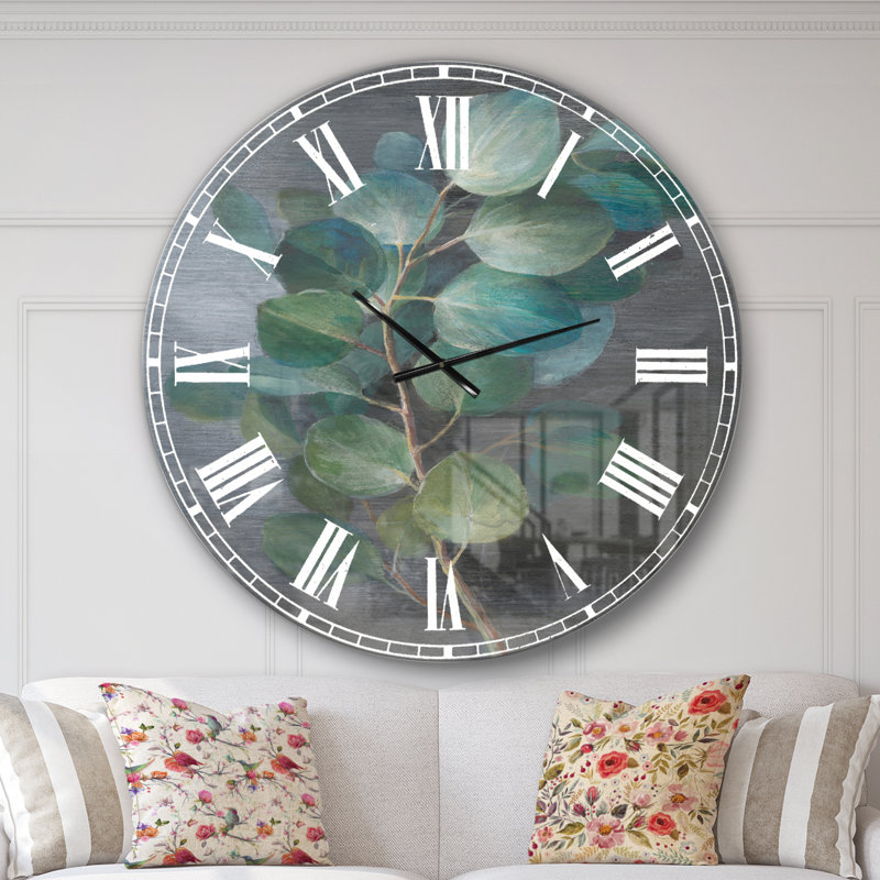 Swigart Fresh leaves I - Farmhouse wall clock, Oversized