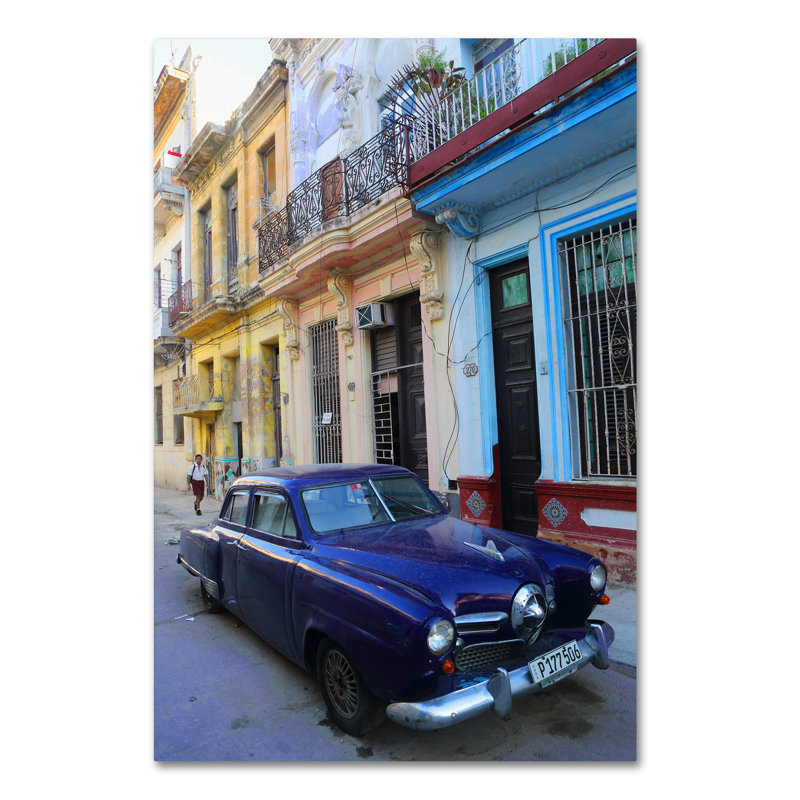 «Watage Blue Studebaker in Havana», reproduction de photo sur toile tendue, H 19 po x l 12 po x P 2 po