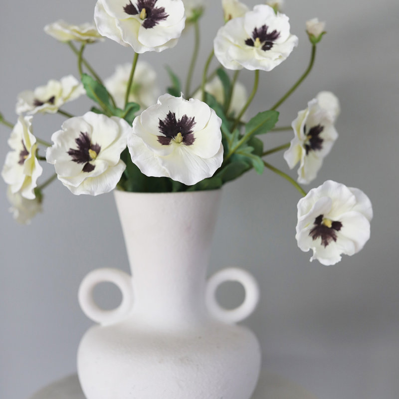 Silk Pansy Faux Floral, White