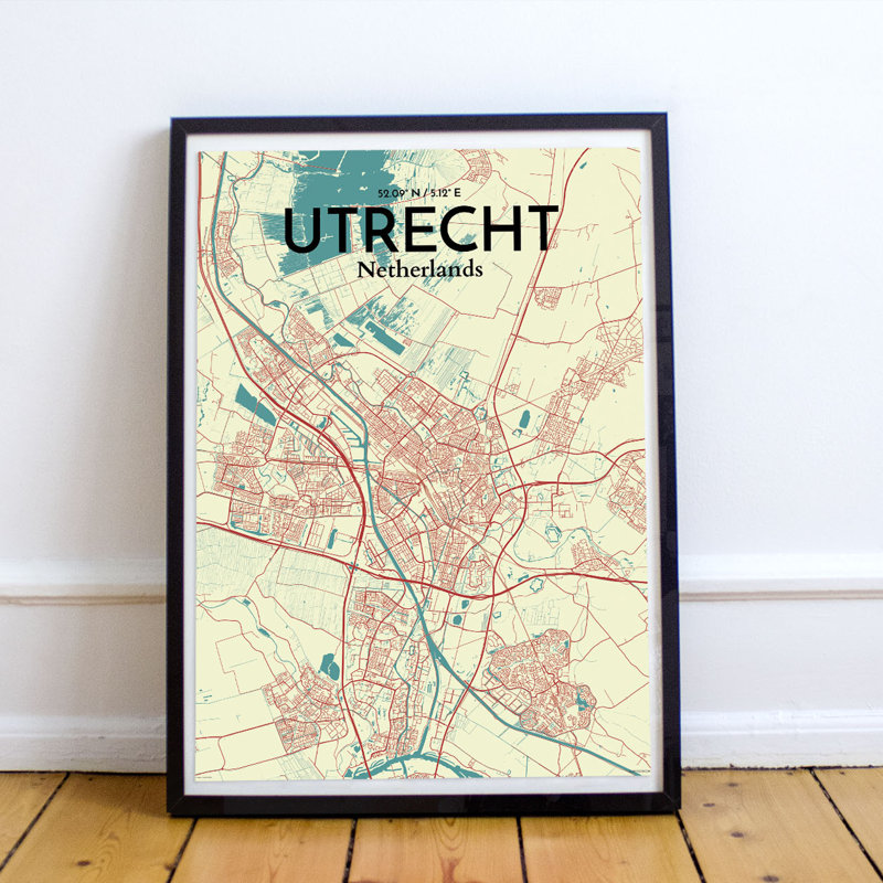 Utrecht City Map - No Frame Print, 91.4cm H x 61cm W x 0.13cm D x 0.13cm D