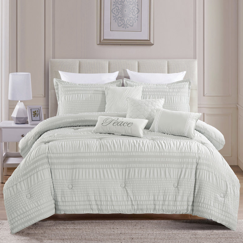 Tamiko Polyester Ring Stitch Comforter, King/ Cal. King Comforter + 6 Additional Pieces