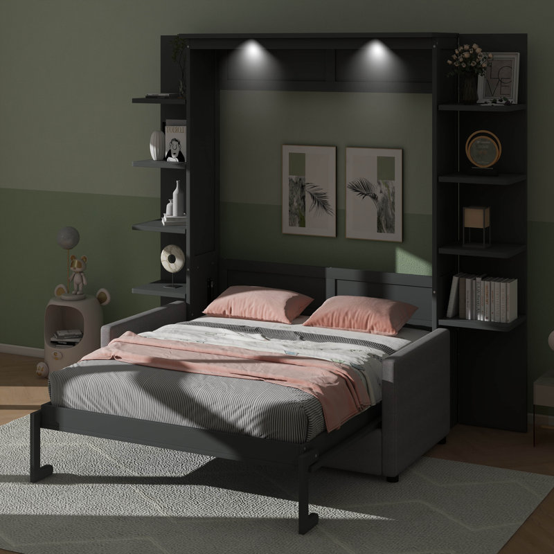 Versatile Queen-Sized Murphy Bed Converts Effortlessly Into A Comfortable Sofa, Grey