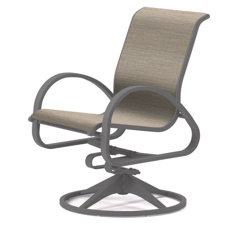 Aruba 1 Outdoor Dining Armchair, Textured Kona, Bristol Taupe Sunbrella®