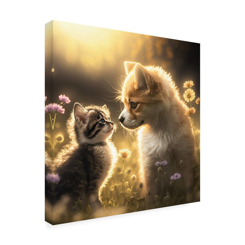 Animals Cats And Dogs 21 On Canvas Print, H 14 po x l 14 po x P 2 po
