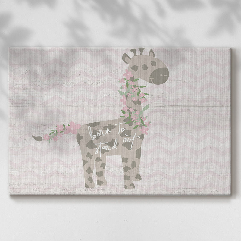 Floral girafe-toile tendue avec châssis, H 18 po x l 27 po