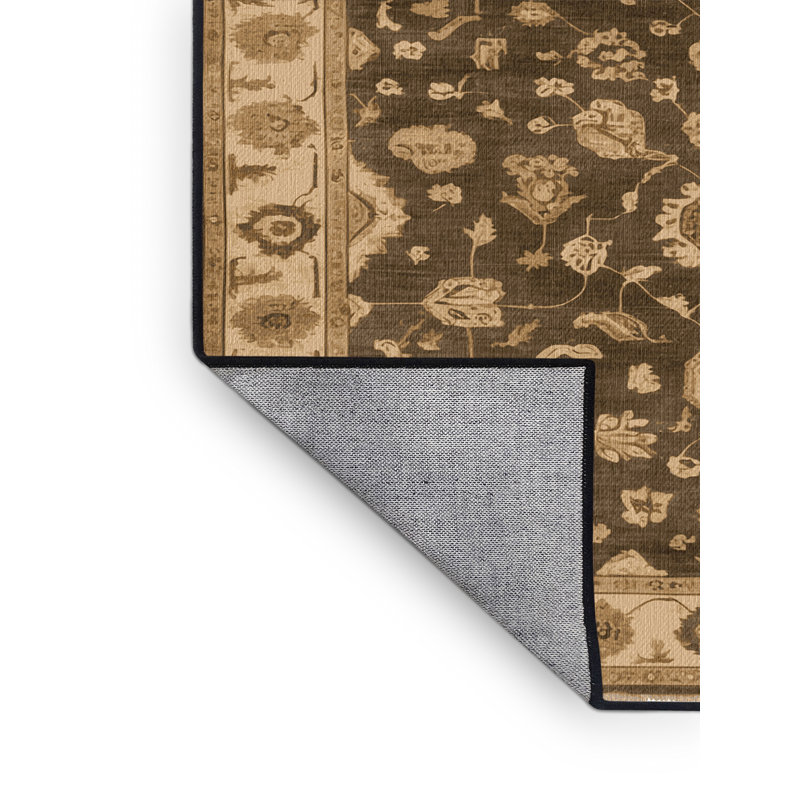 Machine Washable Overdyed Brown Area Rug, Rectangle 2' x 3'