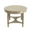 Table basse ovale blanche antique avec tablette de rangement ouverte en dessous, design français, plateau et ceinture en bois, idéale comme table basse principale dans un salon.