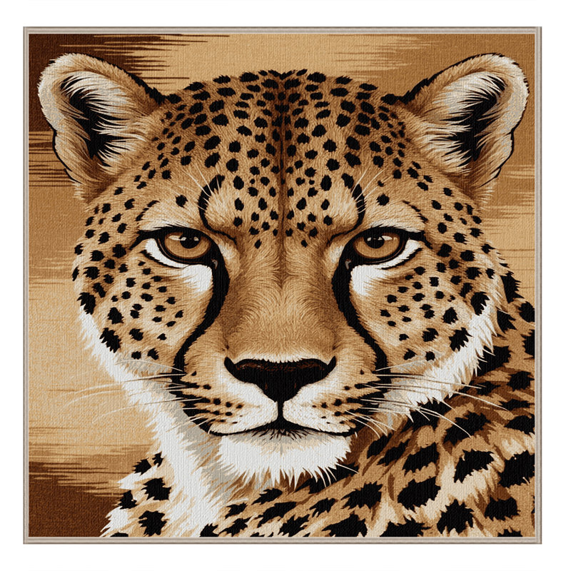Washable Tanzanian Cheetah Big Cats Area Rug, Square 8'
