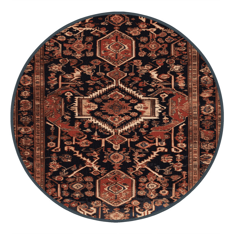 Tapis brun lavable à la machine, Rond 4 pi